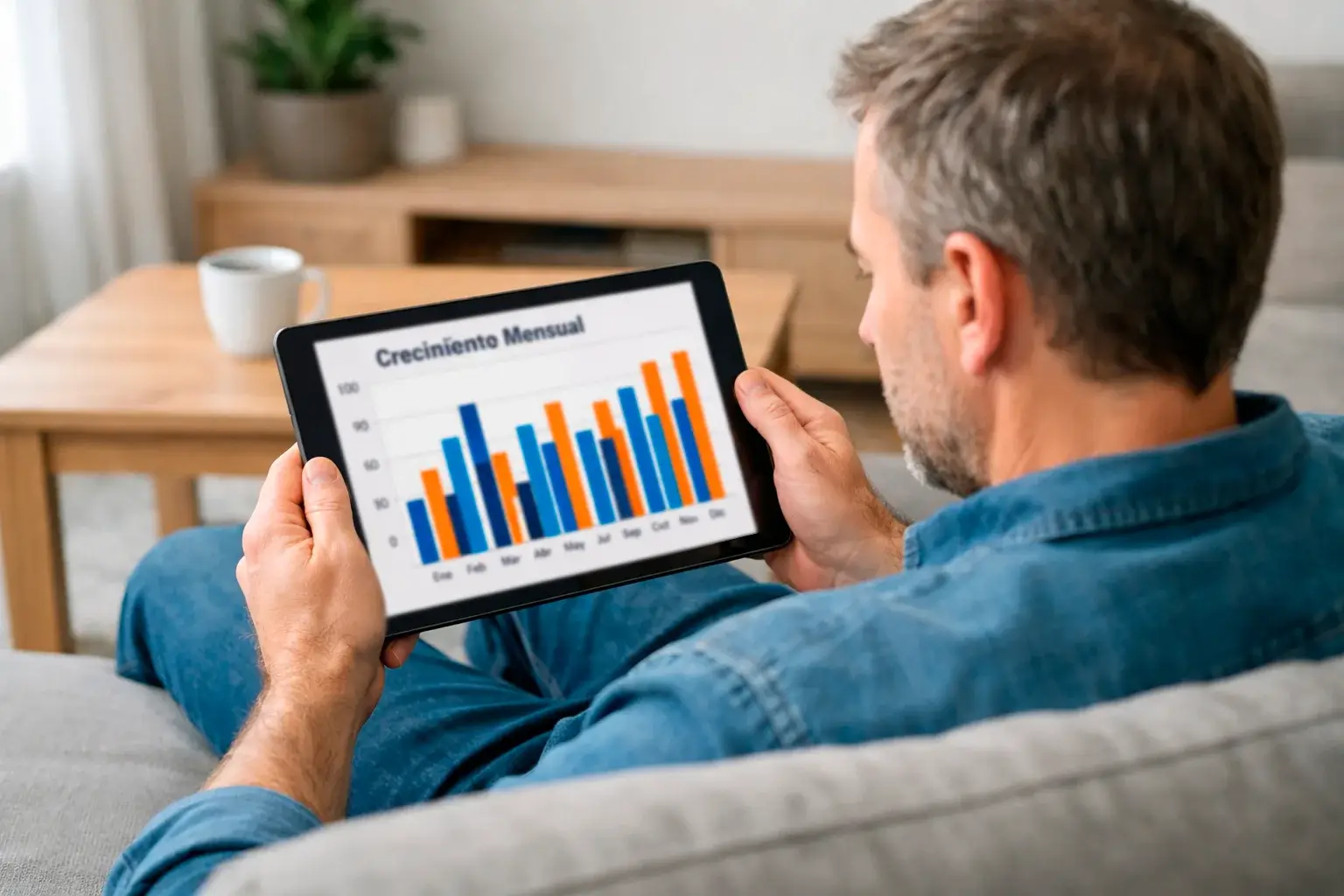 Persona estudiando estadísticas de tenis en una tablet