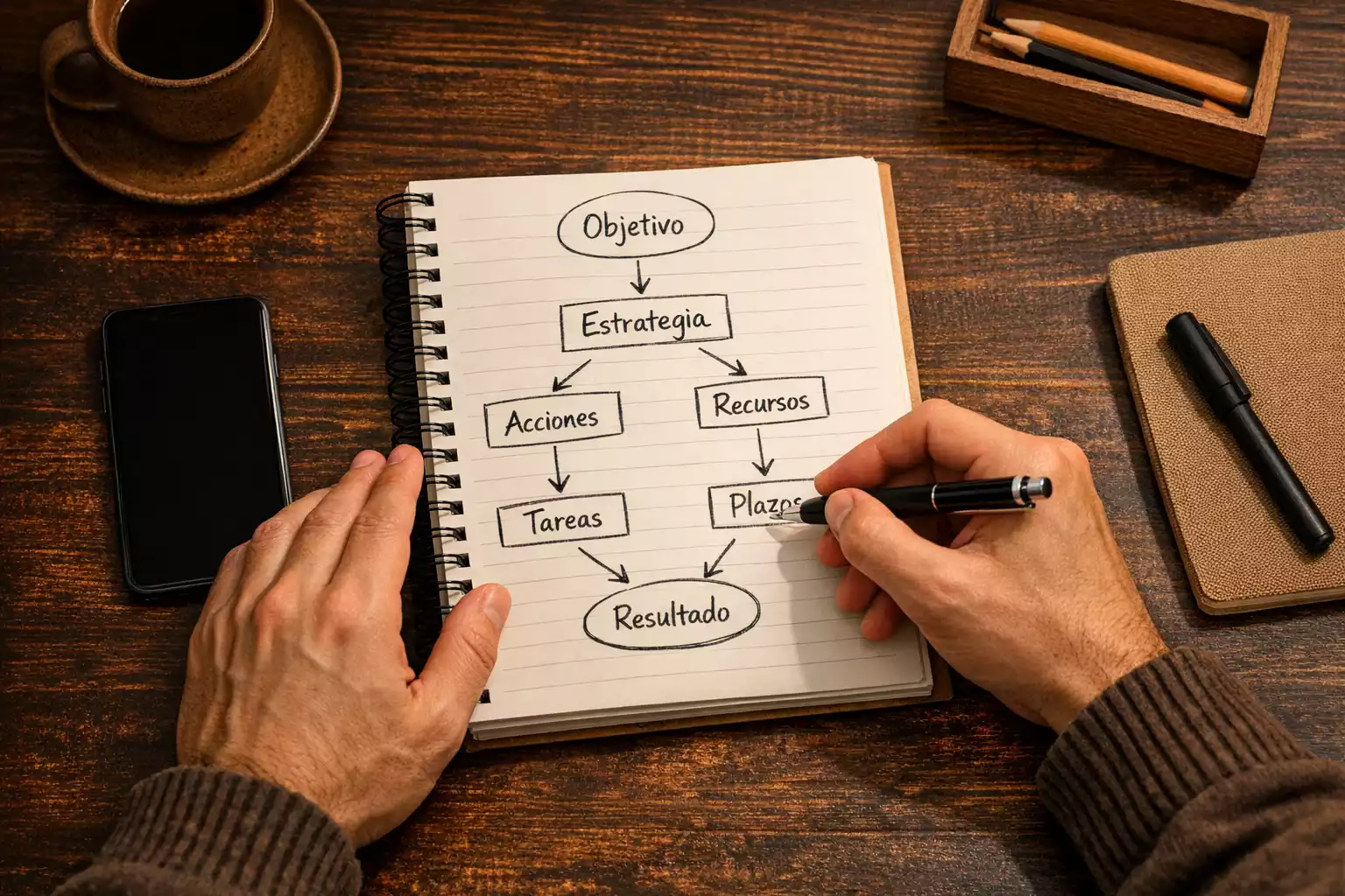 Persona planificando estrategia de apuestas en un bloc de notas