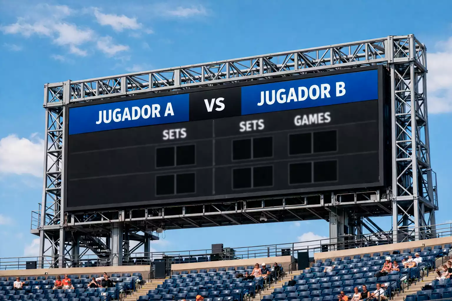 Marcador de tenis mostrando el resultado de sets y juegos de un partido