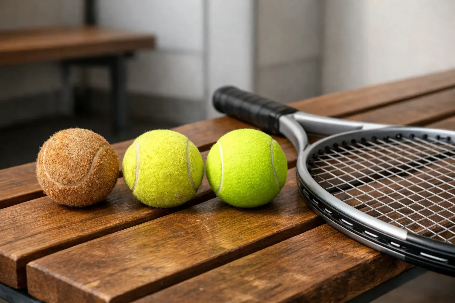 Tenista analizando diferentes tipos de pelotas para distintas superficies