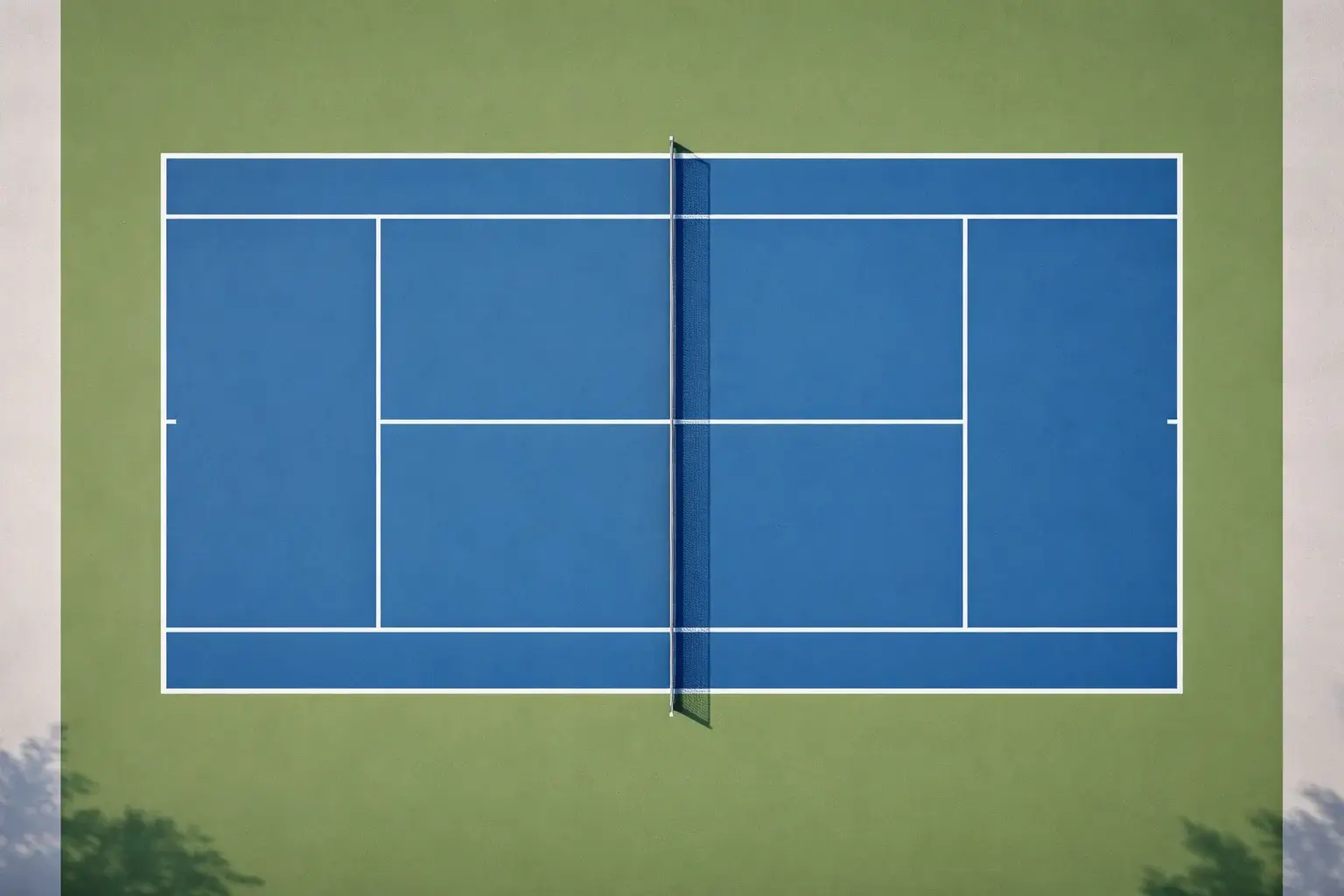 Pista de tenis vista desde arriba mostrando la geometría del campo